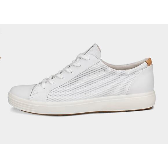 Ecco Men's Soft 7 Leather Sneaker White Size 12/12.5 US 46 EU NIB Lightweight